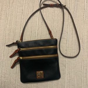 Dooney&Burke small crossbody bag. Pebble Black. Triple zip.Excellent condition.